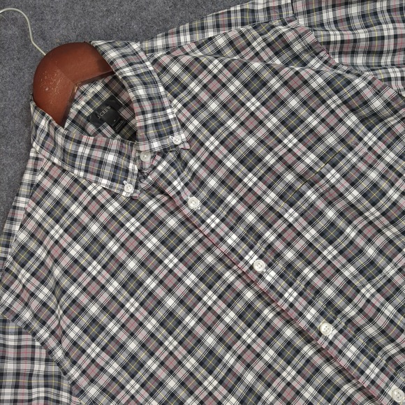 J. Crew Factory Other - J.Crew Mens Medium Plaid Button Down Shirt Black White Gray Long Sleeve Cotton